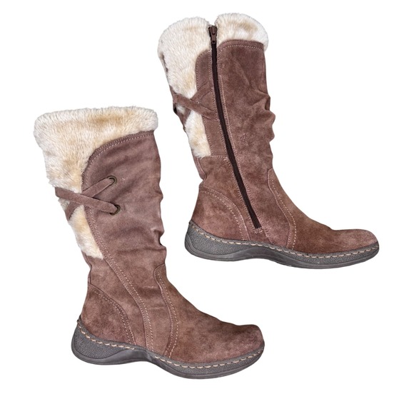 Bare Traps Eventure Suede Leather Faux Fur Winter Boots Women's Size 8.5M - Picture 1 of 8